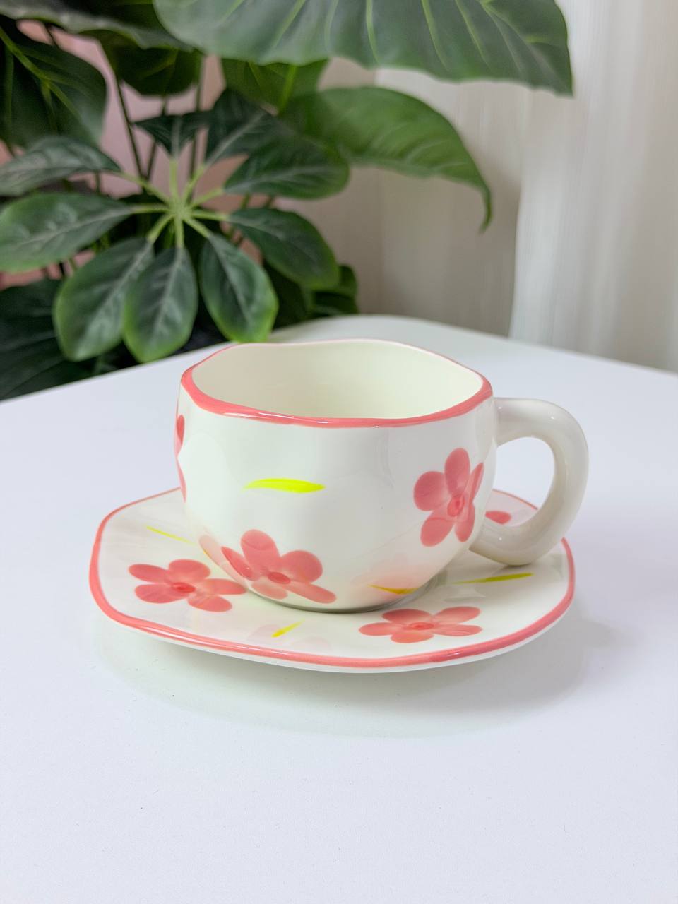 Floral Mug with Saucer