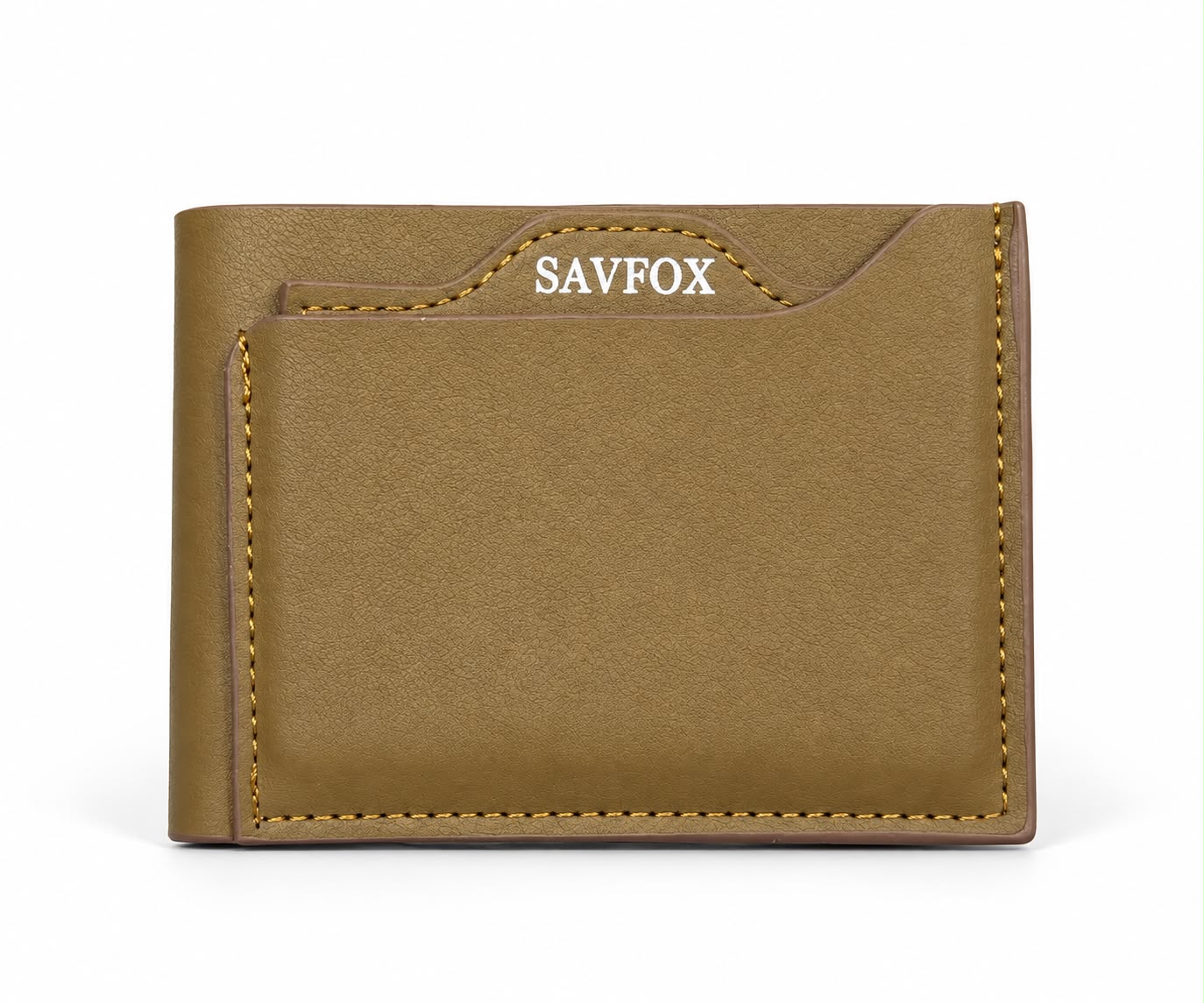 SAVFOX Men's Slim Leather Bifold Wallet - Tan / Camel 