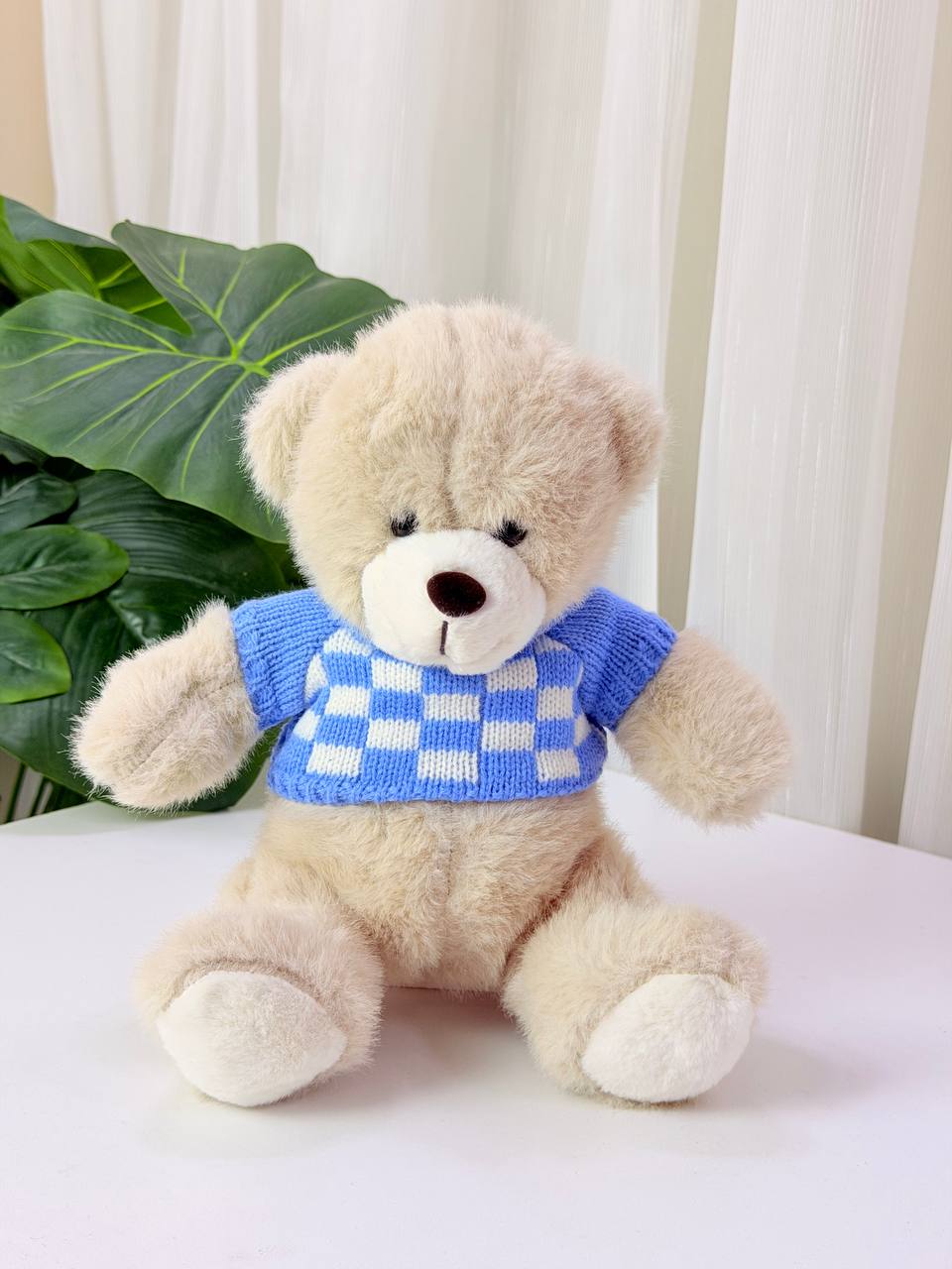 Plaid Sweater Plush Bear