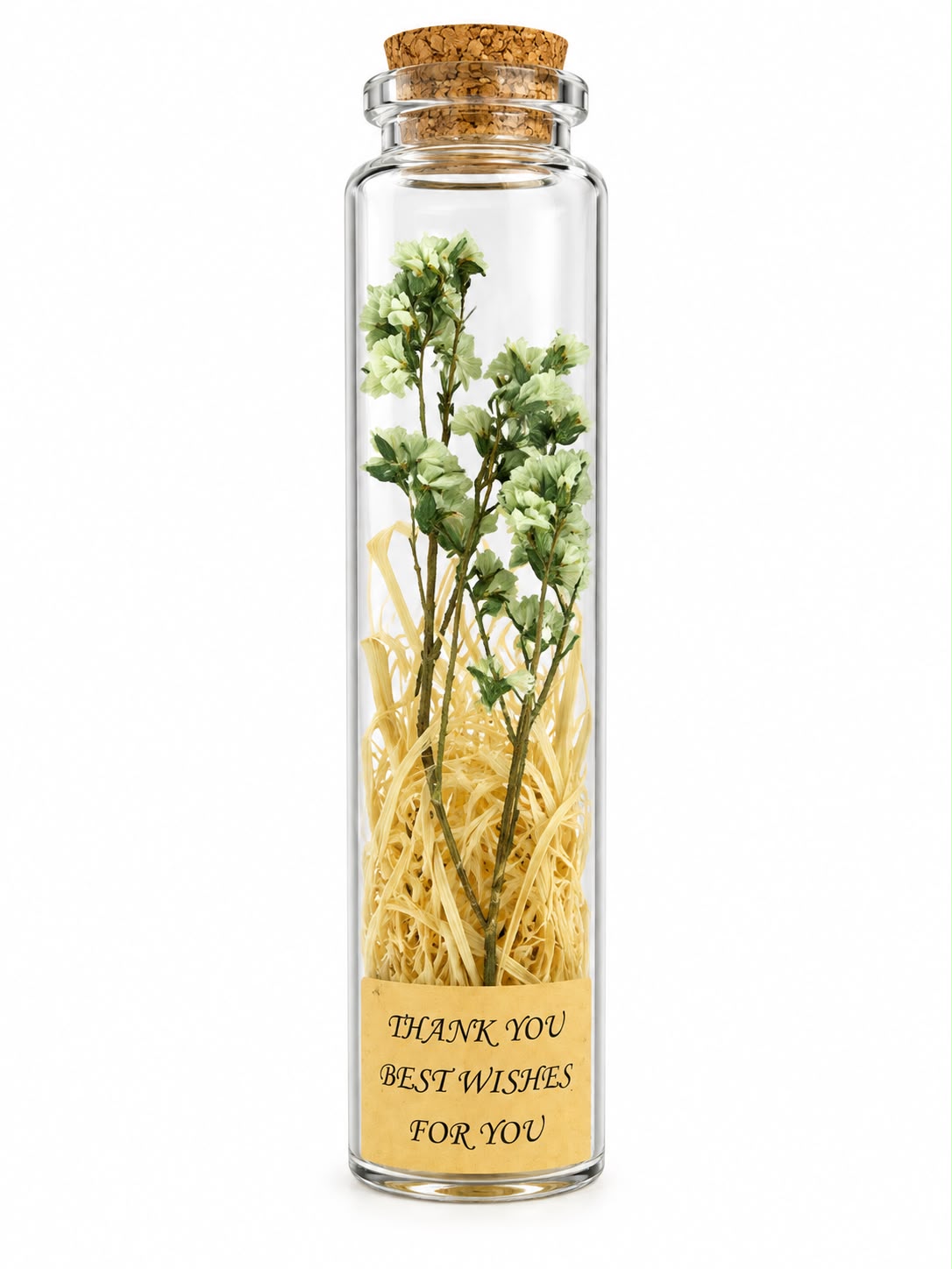 Dried Flowers Glass Bottle with Message Card 