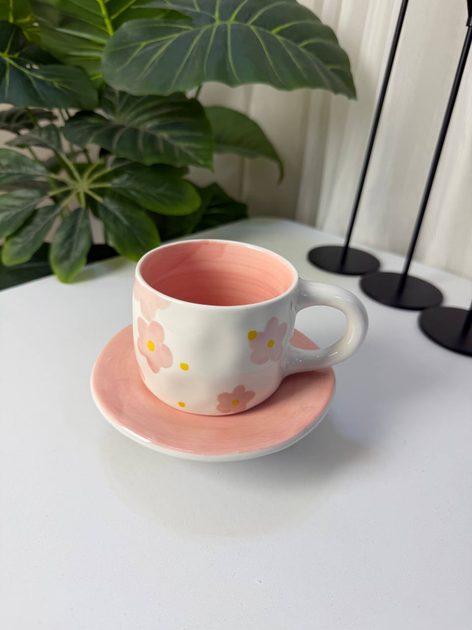Floral Mug with Saucer   