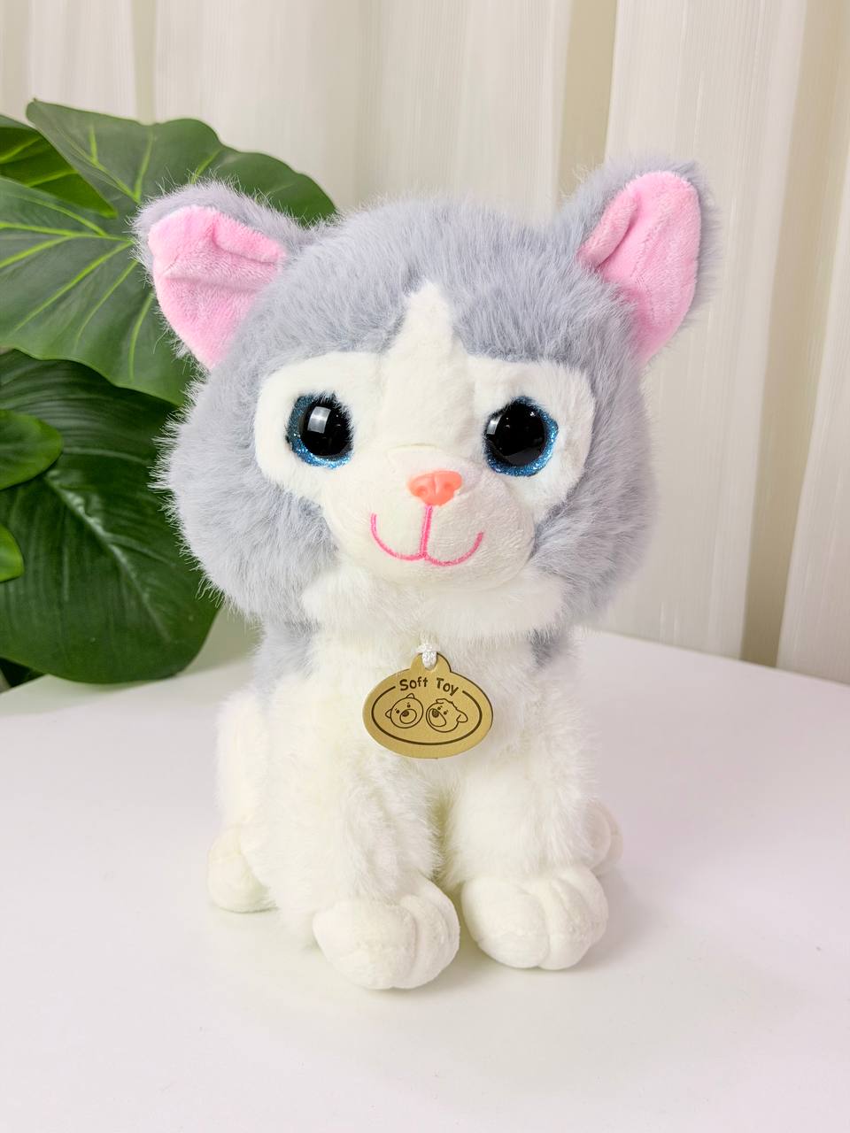 Grey & White Plush Kitten