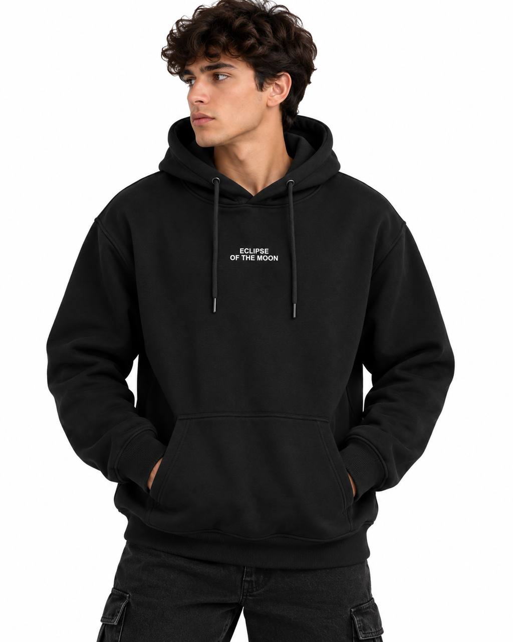 Men's Moon Phases Print Front Pocket Hoodie